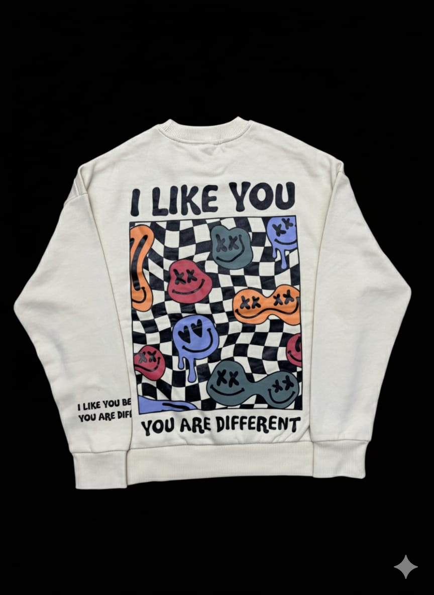 “You Are Different” Minimal Graphic Sweatshirt – Off White