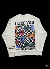 “You Are Different” Minimal Graphic Sweatshirt – Off White