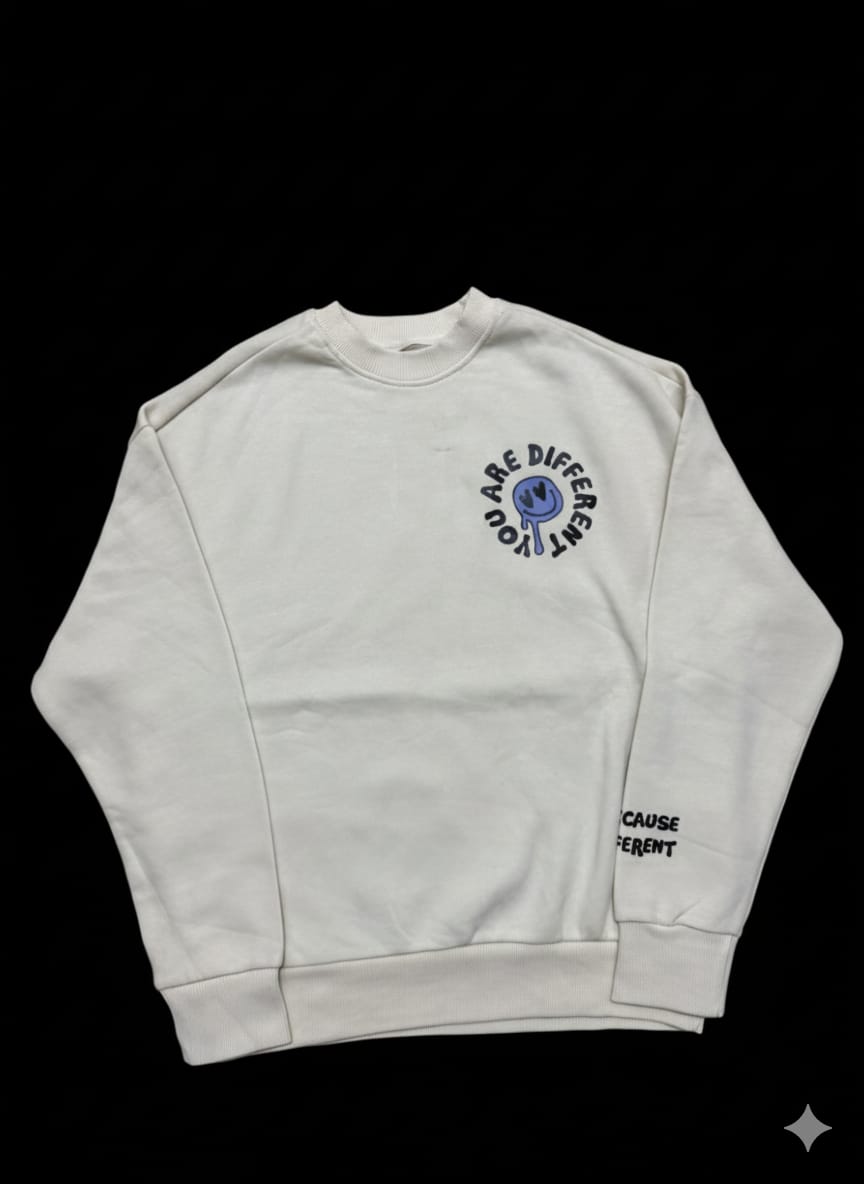 “You Are Different” Minimal Graphic Sweatshirt – Off White